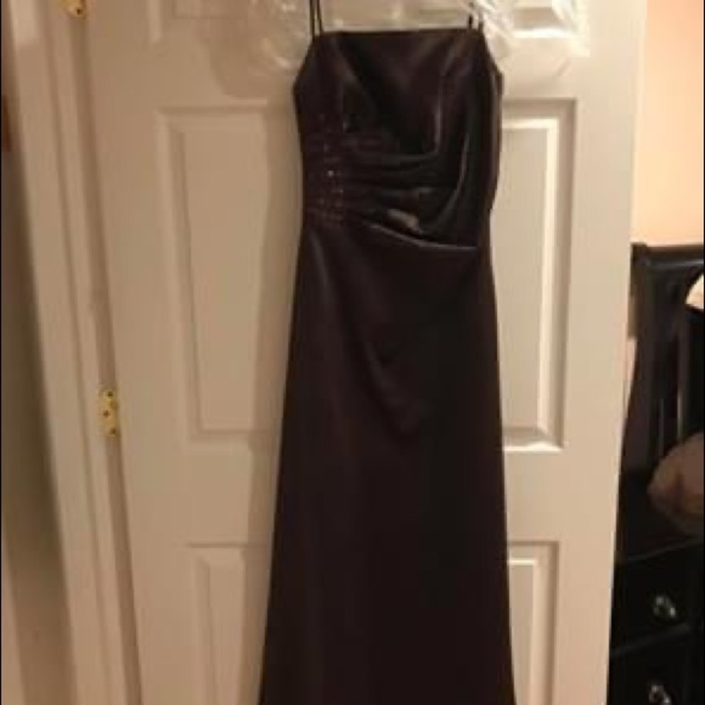 Chocolate brown gown with sequins